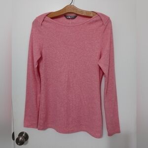 The North Face Pink Long Sleeve Thermal Shirt with overlap fabric at shoulders M